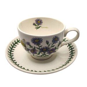 Portmeirion Botanic Garden September Cup & Saucer Set Bone China Floral Design